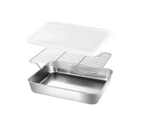 Plaque de cuisson en acier inoxydable avec couvercle, grille de four, outil de gril pour barbecue et réfrigérateur, support de plaque de barbecue, outil de cuisson pour le stockage des aliments de