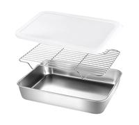 Plaque de cuisson en acier inoxydable avec couvercle, grille de four, outil de gril pour barbecue et réfrigérateur, support de plaque de barbecue, outil de cuisson pour le stockage des aliments de