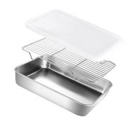 Plaque de cuisson en acier inoxydable avec couvercle, grille de four, outil de gril pour barbecue et réfrigérateur, support de plaque de barbecue, outil de cuisson pour le stockage des aliments de