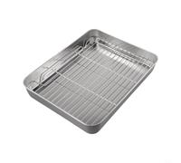 Plaque de cuisson en acier inoxydable avec grille de refroidissement pour rôtir au four - Plaque à biscuits résistante à la rouille pour résister au lave-vaisselle 40 x 30 cm (31 x 24 x 5 cm)
