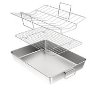 Plaque de cuisson en acier inoxydable avec grille en forme de V, ensemble de 3 pièces