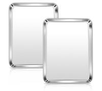 Plaque de cuisson en acier inoxydable, ensemble de 2 pièces, plaque de four rectangulaire, dimensions : 31,6 x 24,6 x 2,5 cm