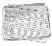 Plaque de cuisson en acier inoxydable, grande, 31,6 x 24,5 x 2,5 cm, plaque de cuisson avec rebord de refroidissement, adaptée au four, lavable en machine