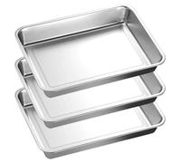 Plaque de cuisson en acier inoxydable, lot de 3, dimensions 40x30x4,8 cm. Plat à griller, plaque de cuisson pour four