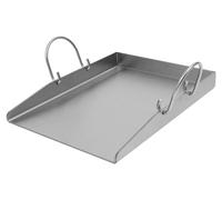 Plaque de cuisson en acier inoxydable - Plaque de cuisson pour barbecue, 40x30 cm - Poignées amovibles - Livrée avec 2 spatules - Pour une utilisation en extérieur - Argentée