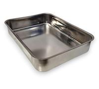Plaque de cuisson en acier inoxydable – Plat rectangulaire pour four avec bords hauts (36,5 x 26,5 x 6,5 cm)