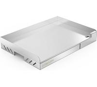 Plaque de cuisson en acier inoxydable pour grill, compatible avec les barbecues au gaz et au charbon, taille universelle, avec bac à graisse amovible, dimensions : 45,6 x 32 x 7 cm
