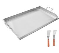 Plaque de cuisson en acier inoxydable – Rectangulaire (910 x 525 mm) – Surface lisse, compatible avec les barbecues à gaz et les grills, idéale pour le teppanyaki et la cuisine nomade, avec poignée
