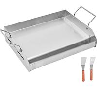 Plaque de cuisson en acier inoxydable SucceBuy, plaque rectangulaire (425 x 270 mm) à surface lisse, accessoire pour barbecue à gaz et teppanyaki, ustensile de cuisine portable avec poignée, destiné à