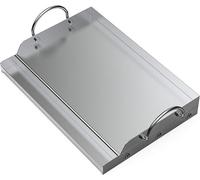 Plaque de cuisson en acier inoxydable universelle, dimensions 51x32x7 cm | Gril de cuisson pour barbecues au charbon, barbecues à gaz et autres, rectangulaire, avec poignées amovibles, répartition uni