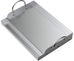 Plaque de cuisson en acier inoxydable universelle, dimensions 51x32x7 cm | Gril de cuisson pour barbecues au charbon, barbecues à gaz et autres, rectangulaire, avec poignées amovibles, répartition uni