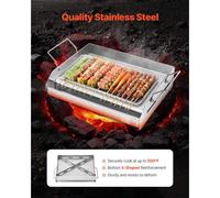 Plaque de cuisson en acier inoxydable, universelle, rectangulaire (425x270 mm), avec surface plane, pour grill, barbecue, teppanyaki, idéale pour une utilisation en famille, avec poignée