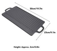 Plaque de cuisson en fonte - Poêle de grill rectangulaire - Taille L - Répartition uniforme de la chaleur - Facile à nettoyer - Pour grill à gaz et barbecue - Double poignée