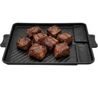 Plaque de cuisson en fonte - Poêle rectangulaire - Pour une utilisation en extérieur - Chaleur uniforme - 32 x 26 cm - Noire