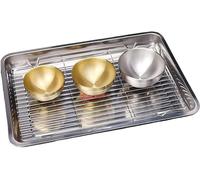 Plaque de cuisson en métal - Ustensile de cuisson en acier inoxydable - Pour la cuisson et le grill - Bords surélevés - 40 x 30 cm - Argenté