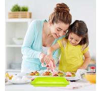 Plaque de cuisson en silicone vert avec poignée, idéale pour les gâteaux, les biscuits et le pain. Épaisse, résistante à la chaleur, facile à nettoyer et peu encombrante pour le rangement, parfaite po