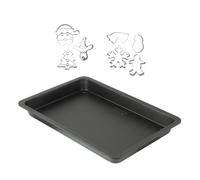 Zenker 9940250 Plaque de cuisson rectangulaire et 7 emporte-pièces de Noël, plaque four et emporte pieces inox, plaque patisserie pour biscuits, Acier, 42 x 29 cm