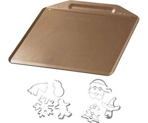 Plaque de Cuisson Four Zenker, Sans Rebords, 35.9 x 32.8 cm, Avec 7 Emporte-Pièces Noël, Acier Revêtement Antiadhésif ILAG Premium