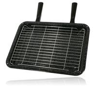 Plaque de cuisson grill 42x30 cm avec grille, poignées amovibles, noire