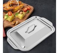 Plaque de cuisson multifonctionnelle avec couvercle, idéale pour griller et cuire au four, avec une zone de cuisson profonde et des accessoires pour servir le poisson, la pizza et les tartes. Polyvale