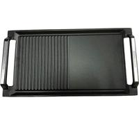 Plaque de cuisson plancha - Poêle en fonte - Compatible avec les plaques à induction - Grill à double face - 43,7 cm - Noir