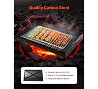 Plaque de cuisson, poêle de grill, en acier carbone, plaque rectangulaire universelle (605 x 360 mm) avec surface plane, plaque de cuisson pour barbecue à gaz, idéale pour les barbecues et la cuisine