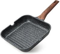 Plaque de cuisson pour grill, induction, antiadhésive, carrée, 24 cm, noire
