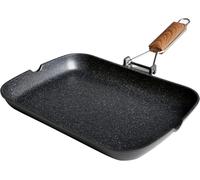 Plaque de cuisson pour induction - Poêle antiadhésive - Pour une cuisine savoureuse - Titane écologique - 34 x 24 cm - Noir