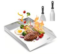 Plaque de cuisson pour plancha résistante à la chaleur, avec spatule et grattoir