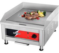 Plaque de cuisson professionnelle pour grill, 2500W, grill électrique en acier inoxydable, surface de cuisson lisse de 40 x 40 cm, température de 88 à 300 °C, pour usage en restauration