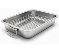 Plaque de cuisson profonde - Inox - 40 x 30 cm - Poignées pliables