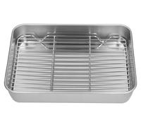 Plaque de cuisson rectangulaire avec grille de refroidissement, en acier inoxydable, dimensions : 23,5 x 17,5 cm ou 26,5 x 20,5 cm