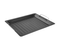 Plaque de Cuisson Rectangulaire en Acier Carbone Antiadhésive noir | Canal D’Écoulement Pratique, Cuisson Homogène, Nettoyage Rapide, pour Œufs, Fours Grille, la Cuisine Domestique et Grillades