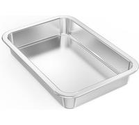 Plaque de cuisson rectangulaire - Plat à four - Pour cuire, rôtir, griller - Acier inoxydable - 315x215x48 cm - Argenté