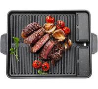 Plaque de cuisson rectangulaire Unyqoos® de 37 x 26 cm – Revêtement antiadhésif, système d'évacuation des graisses et poignée de transport, idéale pour le camping, les plaques de cuisson à gaz, à indu