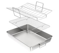 Plaque de cuisson rôtissoire et grille - 41 x 31,5 cm - Inox - 3 pièces - Pour gratins et lasagnes