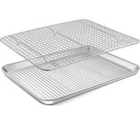 Plaque de cuisson RVS - plaque de cuisson rectangulaire en acier inoxydable - plaque de cuisson et de refroidissement - 40,6 x 30,2 x 2,5 cm - saine - lavable au lave-vaisselle