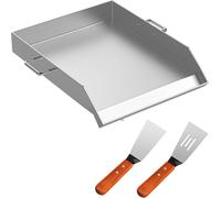 Plaque de cuisson VEVOR en acier inoxydable, Grille de cuisson Weber en acier inoxydable 40 x 45,7 x 8 cm, Grille de cuisson ronde avec grande surface, Grille de cuisson en fonte avec 2 pelles, Planch