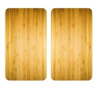 WENKO Plaque de recouvrement pour cuisinière Couverture Planche de découpe en verre Set de 2 pièces aspect bois