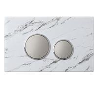 Plaque de déclenchement avec boutons chromés - Blanc marbré | Design Moderne, Fixations Incluses, Installation Rapide, Compatible Geberit, Économie d'Eau