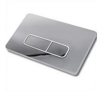 Plaque de déclenchement commande Bouton de chasse d'eau Accessoire pour réservoir de WC Compatible avec Geberit Sigma01, UP300 et UP320, fonction double chasse(Chromé avec cercle argenté)