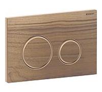 Geberit Sigma50 plaques de déclenchement pour rinçage à 2 quantités, couleur métal or rouge, rond, 115.650.JX.1, Couleur: or rouge / noyer américain