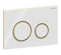 Geberit Plaque d'actionnement Sigma 50 115652SI1 ronde bouton blanc anneau laiton 2 mesures