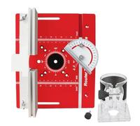Plaque de défonceuse en aluminium anodisé avec machine, rouge | Plusieurs trous de montage pré-percés, marquages de référence en pouces et millimètres, clôture