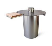 Plaque de feu de 100 & tonneau à feu set complet - y compris la boîte à feu, les barres d'appui, l'insert pour gril, le support pour wok et le support pour planche en bois