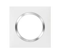Plaque de finition 1 poste Dooxie blanc avec bague chromée Legrand