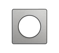 Plaque de finition 1 poste Odace Touch Aluminium liseré anthracite Schneider