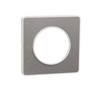 Plaque de finition 1 poste Odace Touch Aluminium liseré blanc Schneider