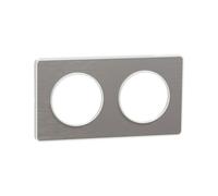 Schneider Electric - Plaque Odace Touch - Aluminium brossé liseré blanc - 2 postes 71 mm - S520804J