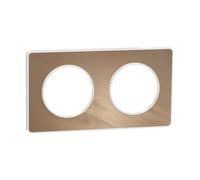 Schneider Electric - Odace Touch, plaque Bronze brossé liseré Blanc 2 postes horiz./vert. 71mm - S520804L